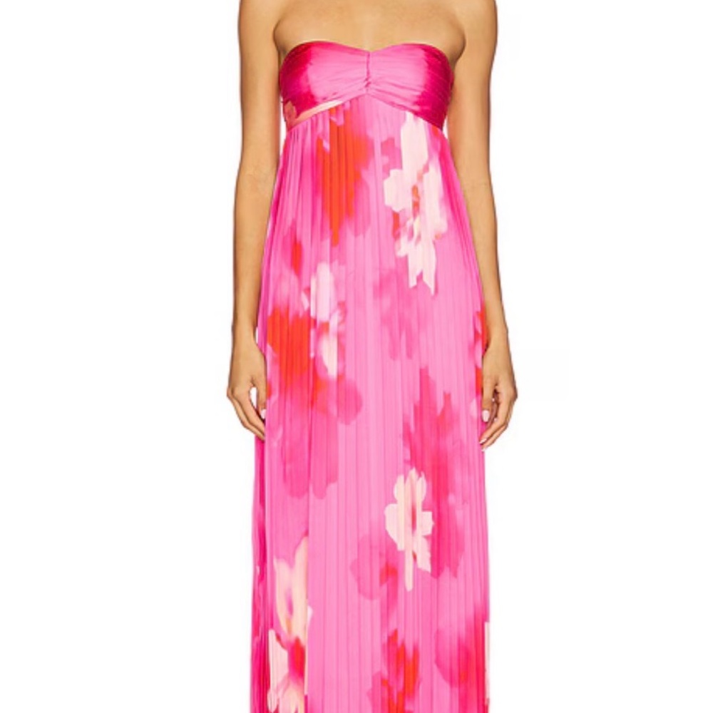 Strapless Pink Floral Maxi Dress